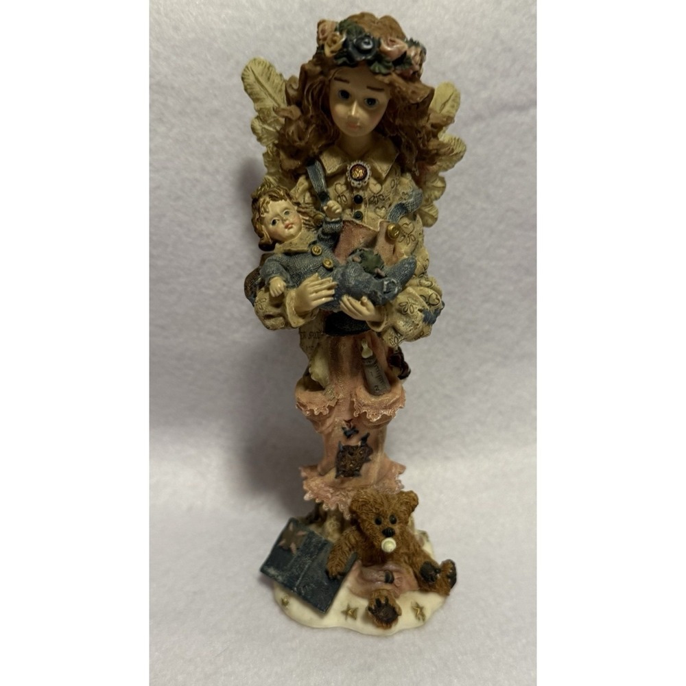 Collectible Angel Figurine‎ Holding Doll & Teddy Bear Toy Sculpture